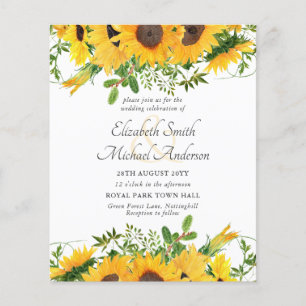 Rustic Sunflower Themed Wedding Stationery Budget