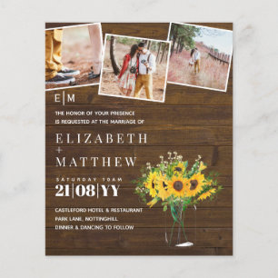 Rustic Sunflower Themed Wedding Stationery Budget