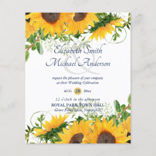 Rustic Sunflower Themed Wedding Stationery Budget