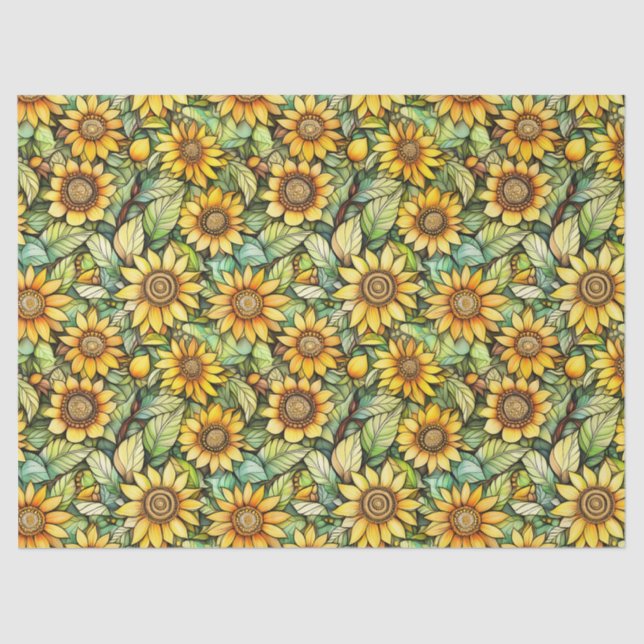 Rustic Sunflower Tissue Paper – 10lb, 17"x23" (Front)