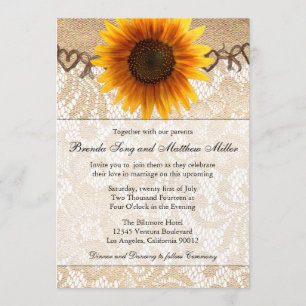 Rustic Sunflower Twine Wedding Invitation