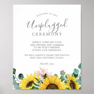 Rustic Sunflower Unplugged Ceremony Wedding Sign