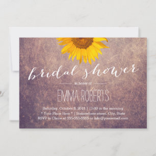 Rustic Sunflower Vintage Bridal Shower Invitation