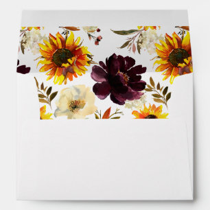 Rustic Sunflower & Violet Purple Floral Envelope