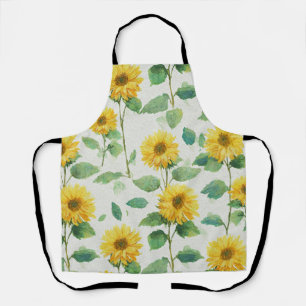 Rustic Sunflower Watercolor Floral Boho Farmhouse Apron