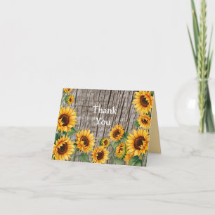 Rustic Sunflower & Weathered Grey Barnboard Thank You Card