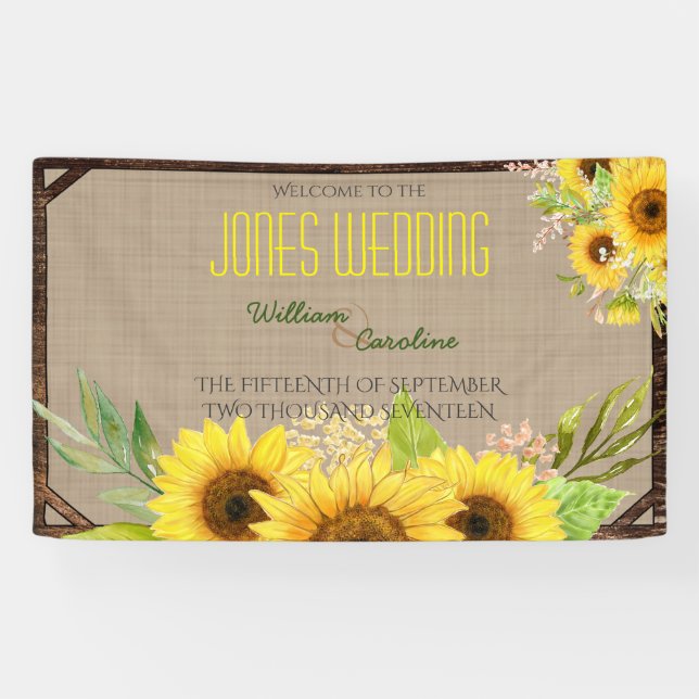 Rustic Sunflower Wedding Banner (Horizontal)