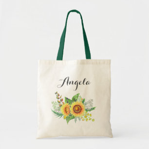 Rustic Sunflower Wedding Bridesmaid Personalised Tote Bag