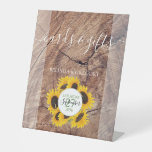 Rustic Sunflower Wedding Cards & Gifts Pedestal Sign