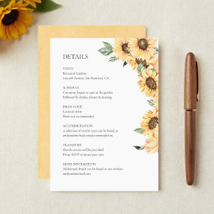 Rustic Sunflower Wedding Details Enclosure Card