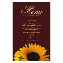 Rustic Sunflower Wedding Dinner Menu Card