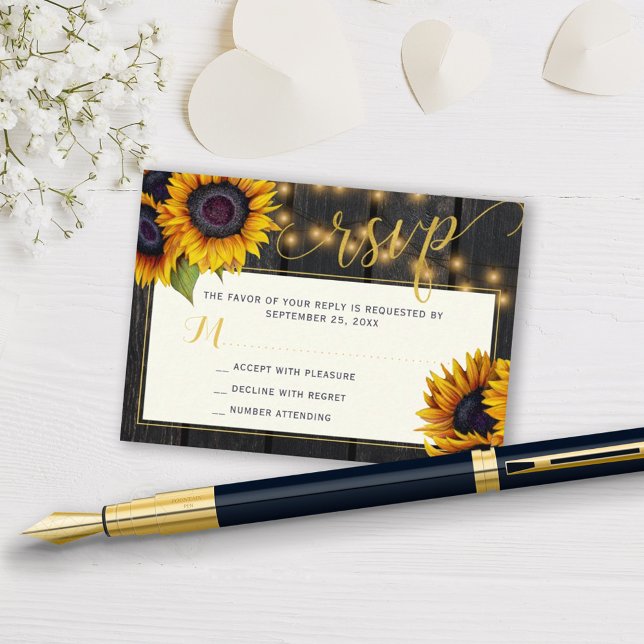 Rustic sunflower wedding elegant RSVP Enclosure Card (Creator Uploaded)