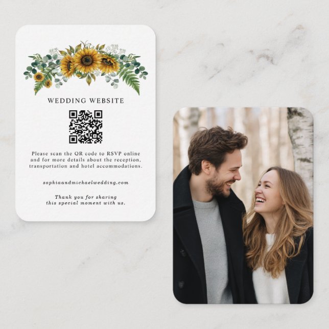 Rustic Sunflower Wedding Enclosure Card (Front/Back)