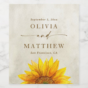 Rustic Sunflower Wedding   Fall Country Vineyard Wine Label