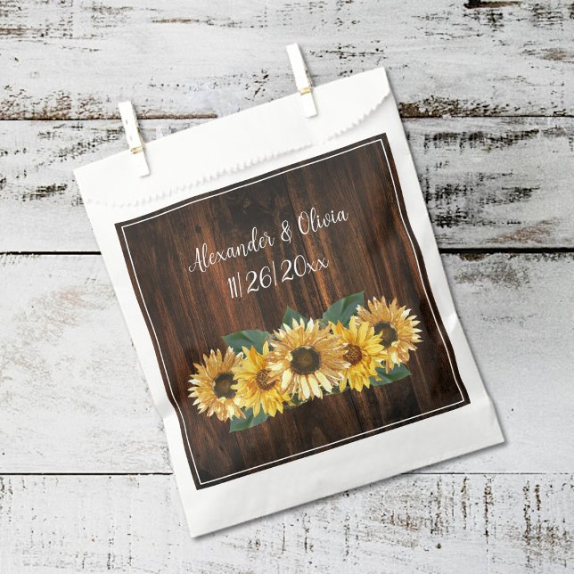 Rustic Sunflower Wedding Favour Bag (Rustic Sunflower Wedding Favor Bags)