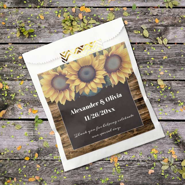 Rustic Sunflower Wedding Favour Bags (Rustic Sunflower Wedding Favor Bags)