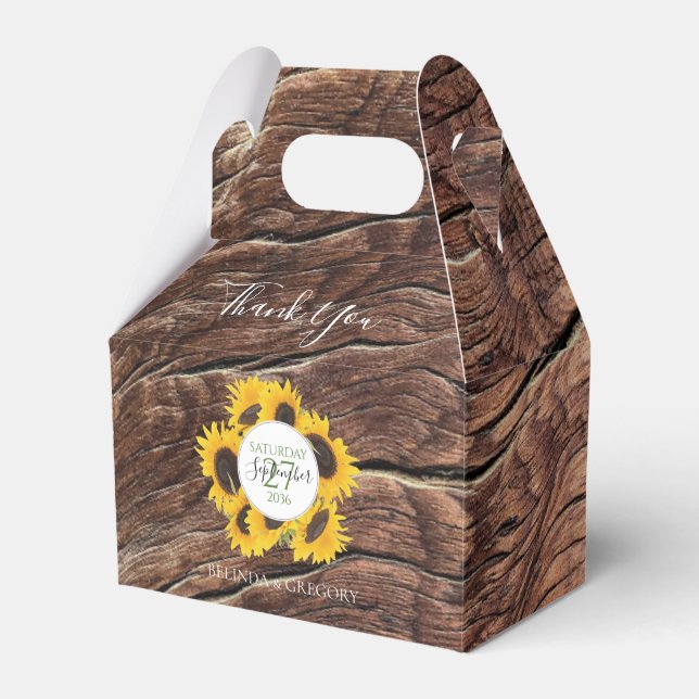 Rustic Sunflower Wedding Favour Box (Front Side)