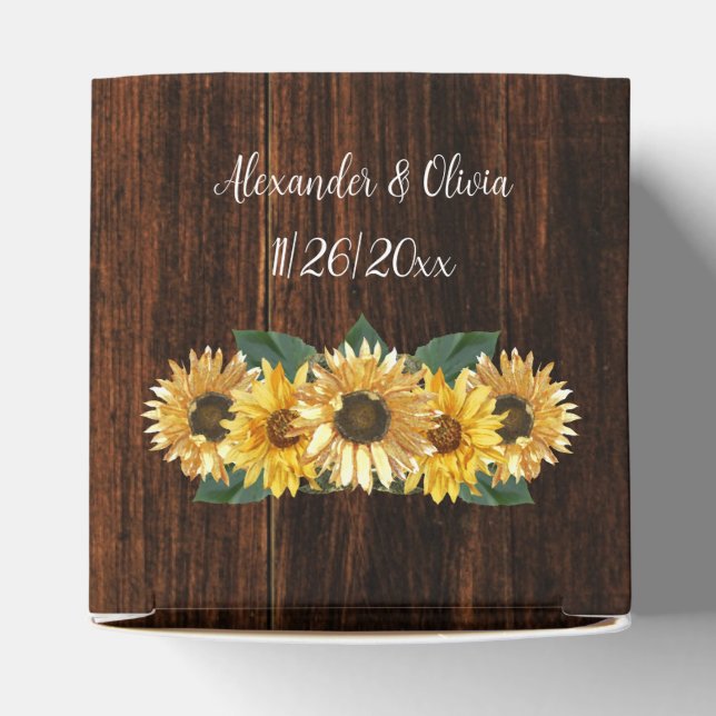 Rustic Sunflower Wedding Favour Box (Top)