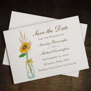 Rustic Sunflower Wedding Floral Save The Date Announcement