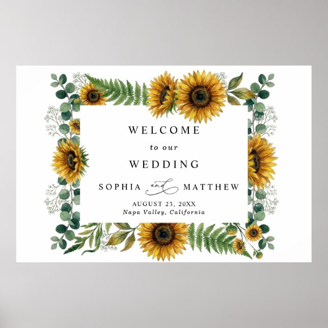Rustic Sunflower Wedding Foam Board Poster (Front)