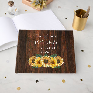 Rustic Sunflower Wedding Guest Book