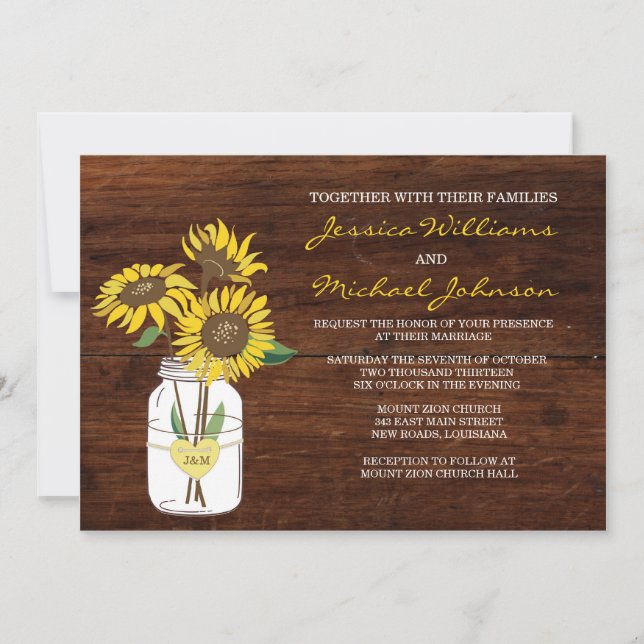 Rustic Sunflower Wedding Invitation (Front)