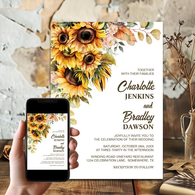 Rustic Sunflower Wedding Invitation (Creator Uploaded)