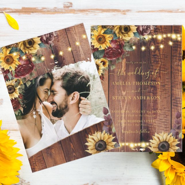  Rustic Sunflower Wedding Invitation (Creator Uploaded)