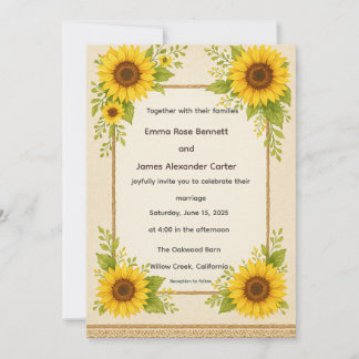 Rustic Sunflower Wedding Invitation