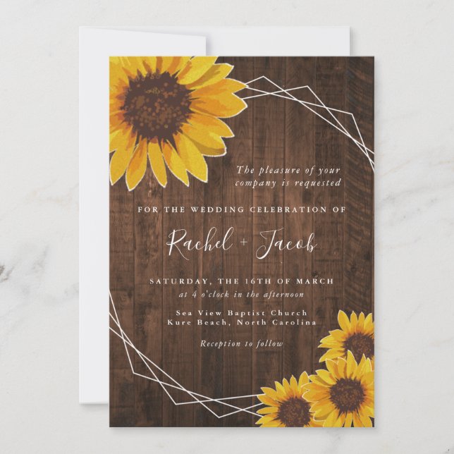 Rustic Sunflower Wedding Invitation (Front)