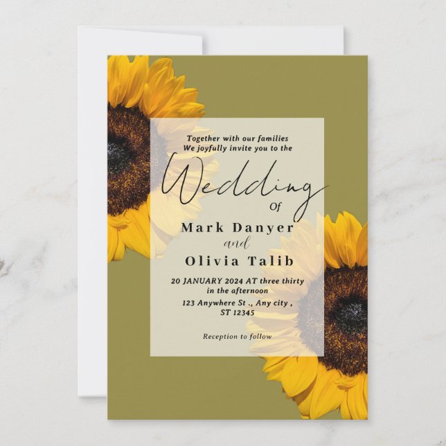 Rustic Sunflower Wedding Invitation (Front)
