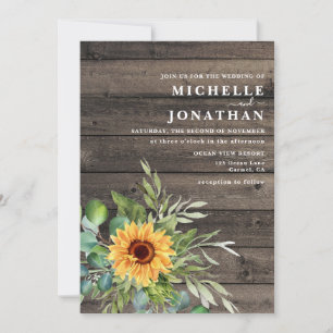 Rustic Sunflower Wedding Invitation Fall Colours