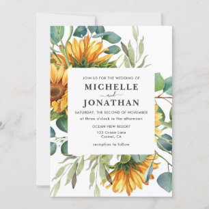 Rustic Sunflower Wedding Invitation Fall Colours