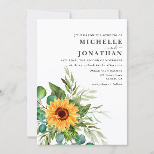 Rustic Sunflower Wedding Invitation Fall Colours