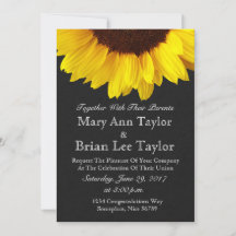 Rustic Sunflower Wedding Invitations Floral Black