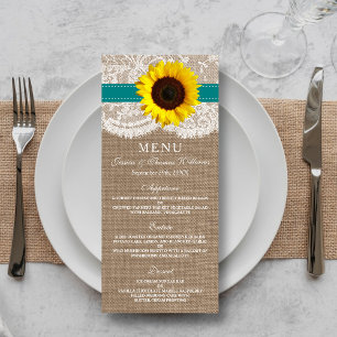 Rustic Sunflower Wedding Menu
