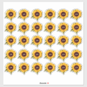 Rustic Sunflower Wedding Monogram Envelope Seal