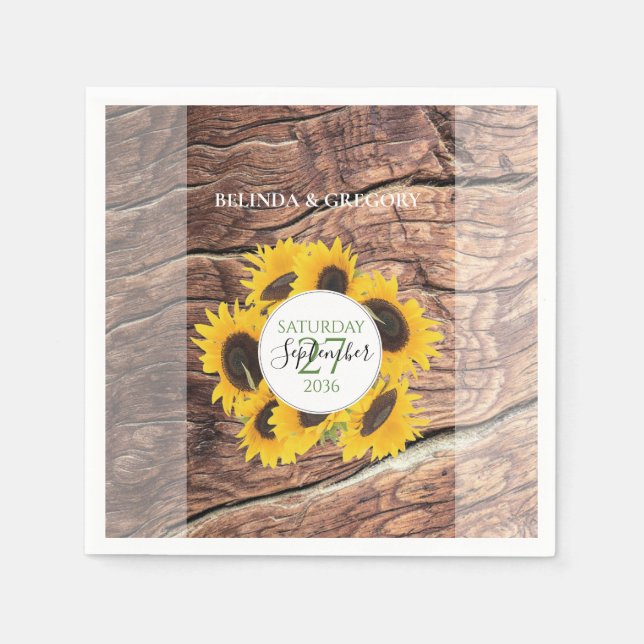 Rustic Sunflower Wedding  Napkin (Front)