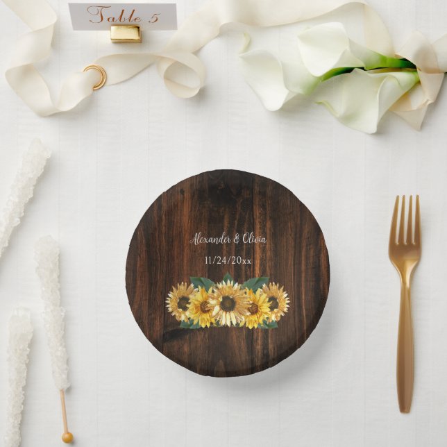 Rustic Sunflower Wedding Paper Bowls Paper Plate (Wedding)