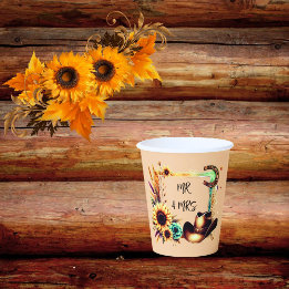 Rustic Sunflower Wedding Party Cups