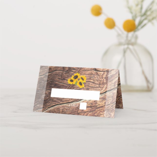Rustic Sunflower Wedding Place Card (Front)