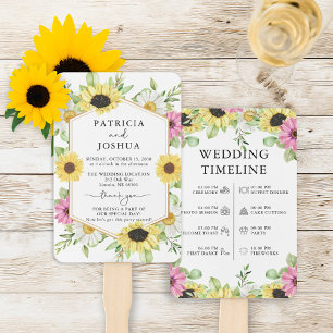 Rustic Sunflower Wedding Program Hand Fan