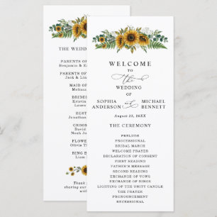 Rustic Sunflower Wedding Program Programme