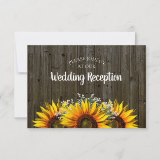 Rustic Sunflower Wedding Reception Invitation