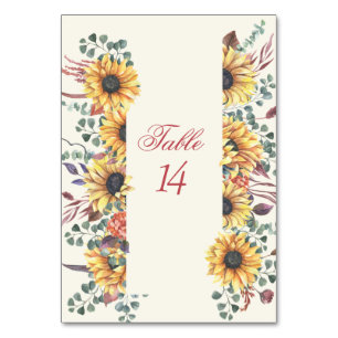 Rustic Sunflower Wedding Reception  Table Number