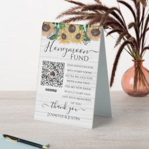 Rustic Sunflower Wedding Reception Venmo Code Tabl