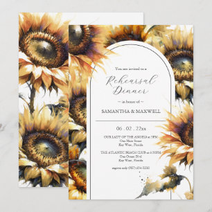 Rustic Sunflower Wedding Rehearsal Dinner Invitation