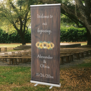Rustic Sunflower Wedding Retractable Banner