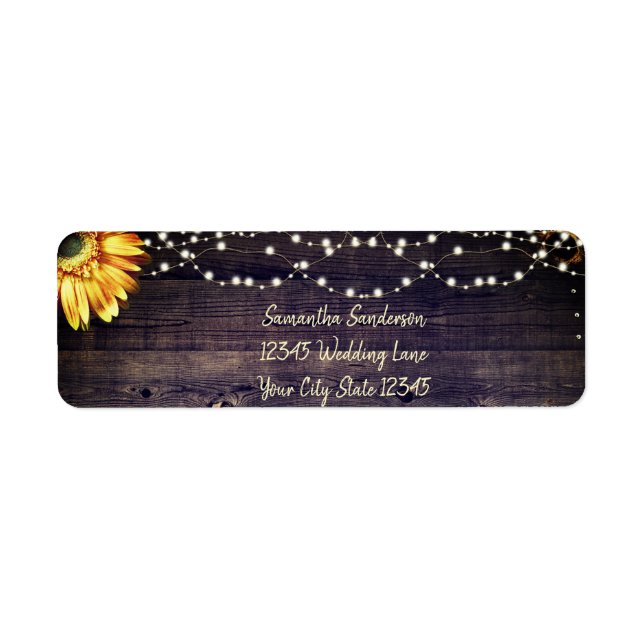 Rustic Sunflower Wedding Return Address (Front)