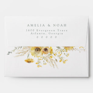 Rustic Sunflower Wedding Return Address Envelope